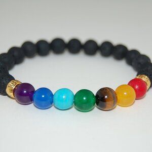 Lava Bracelet,7 Chakra Bracelet,Lava 7 chakra bracelet